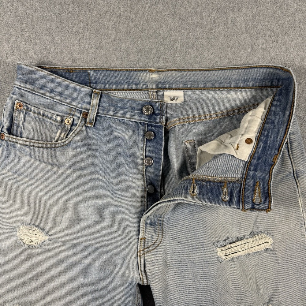 Levi's 501 Jeans Light Wash Distressed Straight Button Fly Men's Size 36x32